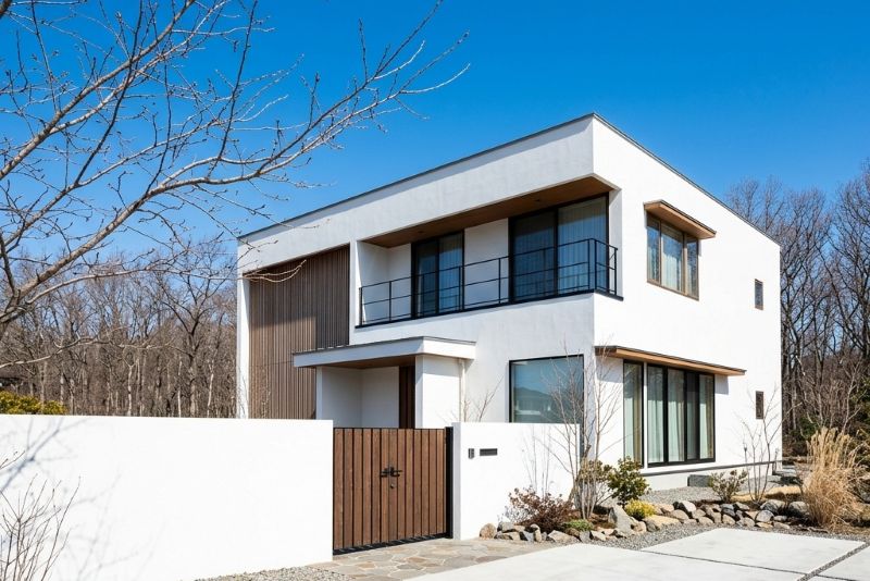青空の下のモダンな住宅。住み替え先のイメージ